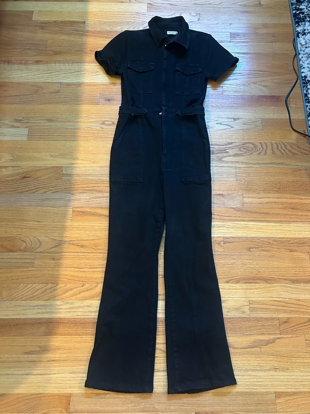 Good American Black Short-Sleeve Utility Jumpsuit